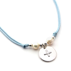 ANGEL BREAD PEARLS - customizable necklace cross silver relief 16mm