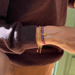 DETENTE MINI DOR - pulsera medalla dorada 8mm con hilo