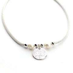 VIRGEN TERNURA PERLAS - collar personalizable medalla plata 16mm