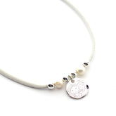 VIRGEN TERNURA PERLAS - collar personalizable medalla plata 16mm