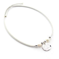 VIRGEN TERNURA PERLAS - collar personalizable medalla plata 16mm
