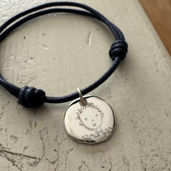 PAPI- pulsera personalizable medalla plata 16mm con cordón