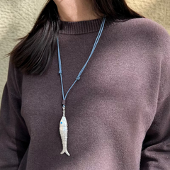 NUBA - collar plata pez con algodón