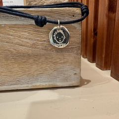PAPI- pulsera personalizable medalla plata 16mm con cordón