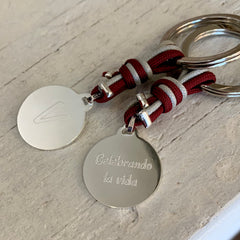 YOU AND ME - pack of 2 customizable two-tone keychains with silver medal 25mm