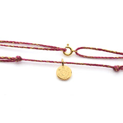 DETENTE MINI - collar medalla dorada 8mm con cordón