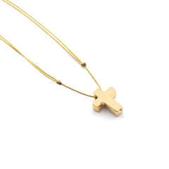 DAN DOR - Collar cruz personalizable dorada 10x13mm con cordón