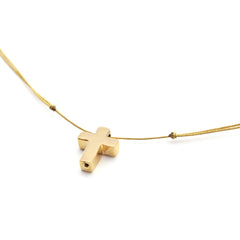 DAN DOR - Collar cruz personalizable dorada 10x13mm con cordón