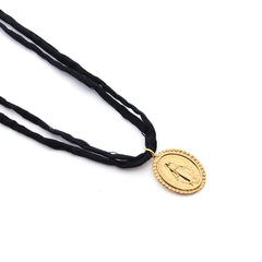 VIRGEN MILAGROSA DOR - collar medalla dorada 21mm con seda