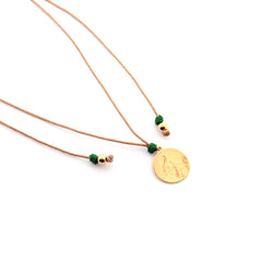 💦Escapulario MISERICORDIA - collar medalla dorada 18mm con cordón