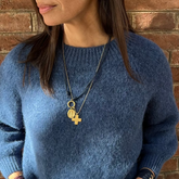 NOA DOR - collar cruz dorada 22mm con cadena