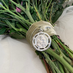 HOLY FAMILY - 35mm gold customizable medal for the BRIDAL BOUQUET