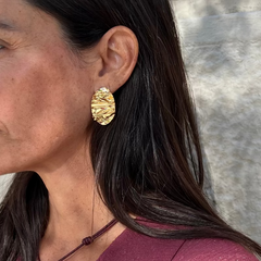 MARGA DOR - pendientes dorados ovalados 28x40mm