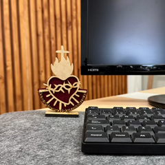 SAGRADO CORAZÓN -Madera y fieltro 9X13cm