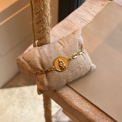 Escapulario CARMELO DOR - pulsera calabrote medalla personalizable dorada 18mm