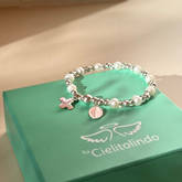 MAGNIFICAT - pulsera rosario decenario de plata y perlas naturales para niña