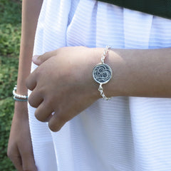 Escapulario ABRAZO - pulsera medalla de plata 20 mm con cadena