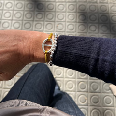 CORA - pulsera hebilla plata 25mm con macramé