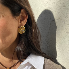 MARGA DOR - pendientes dorados redondos 28x40mm