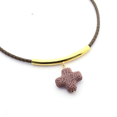 EIRA CUERO - collar cruz piedra 25mm