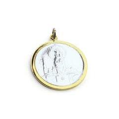 VIRGIN OF JOY - 25mm gold customizable medallion for the BRIDAL BOUQUET