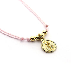 Escapulario CARMELO DOR - collar medalla dorada 14mm con cordón