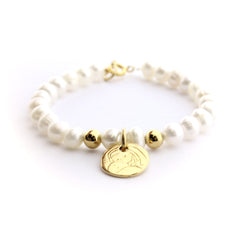 VIRGEN BESA PERLAS DE RÍO - pulsera medalla 12mm