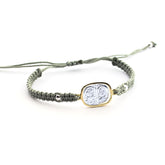 Escapulario VIRGEN MÍA - pulsera medalla de plata con bisel de oro de 14 X 11 mm con macramé