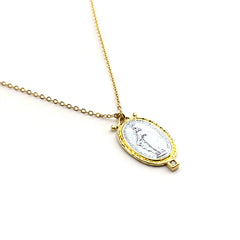 VIRGEN MILAGROSA CIRCONITA - collar medalla dorada 30x22mm con cadena