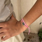 DETENTE VIT MINI - pulsera medalla plata 8x11mm con macramé