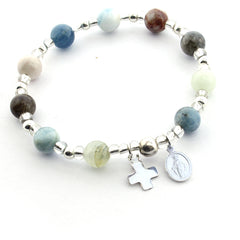 HOPE - Silver and natural stone rosary bracelet