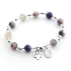 HOPE - Silver and natural stone rosary bracelet