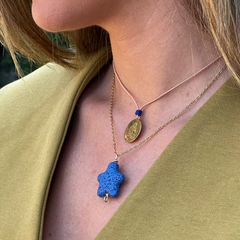 💦Escapulario MISERICORDIA - collar medalla dorada 18mm con cordón