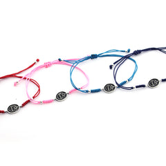 DETENTE VIT MINI - pulsera medalla plata 8x11mm con macramé