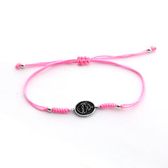 DETENTE VIT MINI - pulsera medalla plata 8x11mm con macramé