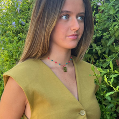 CASA DE ORO - collar medalla dorada 16x17mm con cordón