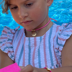 CIELITO G FLÚOR DOR - collar personalizable medalla dorada 15mm