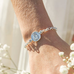 Escapulario CARMELO - pulsera medalla de plata 14mm con cadena