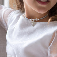 PÍA PERLAS - customizable silver cross necklace 17x20mm