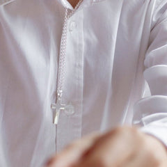 ADÁN - collar personalizable cruz de plata 14x24mm con cadena