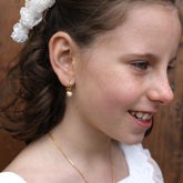 MÍA DOR - pendientes dorados aro con perla 15mm