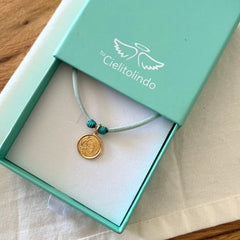 DULCE MARÍA scapular - 16mm gold medal necklace with elastic