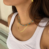 LIMA - collar dorado piedras azules