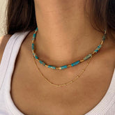 DUNA - collar dorado piedras turquesas
