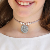 VIRGEN BISEL - collar medalla plata 25mm