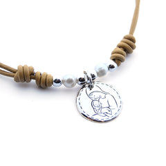 VIRGEN RAYITAS - 21mm silver medal necklace with cord