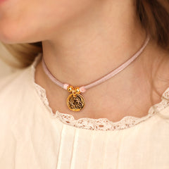 VIRGEN DEL ROSARIO DOR - collar medalla dorada 16mm