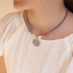 VIRGEN RAYITAS - 21mm silver medal necklace with cord