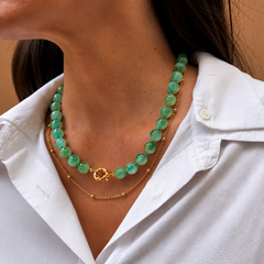 ZOE DOR MINI - collar piedras mini acero dorado