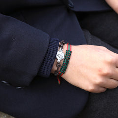 Escapulario CARMELO - pulsera medalla de plata 14mm con cordón